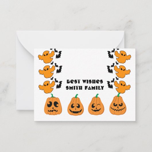 BOO-armige Halloween Ghost Ghouls Spooky Funky Cut Notitiekaartje (Achterkant)