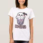 Boo-Ba Tea Funny Ghost Boba T-shirt | Schattige Ka (Voorkant)