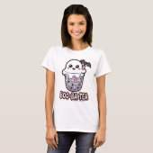 Boo-Ba Tea Funny Ghost Boba T-shirt | Schattige Ka (Voorkant volledig)