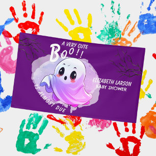 Boo Baby Shower Halloween Paarse Thema Cute Feestj Spandoek
