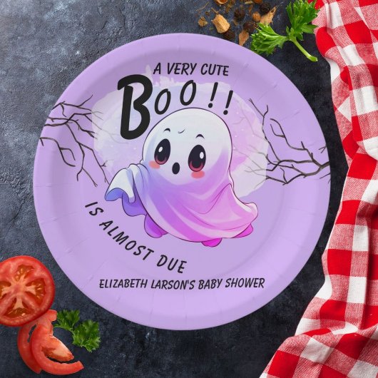 Boo Baby shower Halloween Paarse thema Schattige f Papieren Bordje
