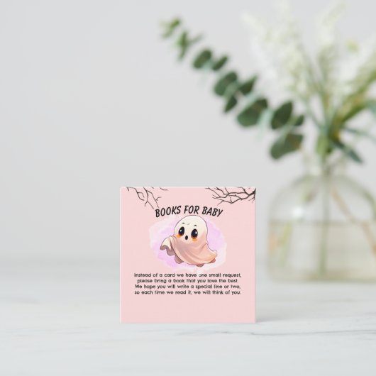 Boo Baby shower Halloween Roze thema Schattige fee Informatiekaartje (Staand voorkant)
