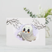 Boo Baby shower Halloween thema Leuk feest Bedankkaart (Staand voorkant)