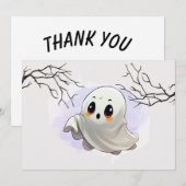 Boo Baby shower Halloween thema Leuk feest Bedankkaart (Voorkant / Achterkant)