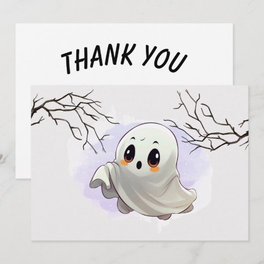 Boo Baby shower Halloween thema Leuk feest Bedankkaart (Voorkant / Achterkant)