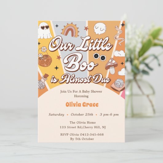 Boo Baby shower Onze kleine boe is bijna te wijten Kaart (Staand voorkant)