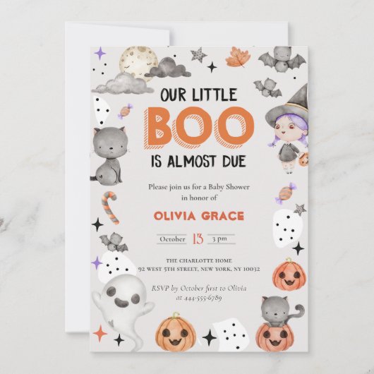 Boo Baby shower Onze kleine boe is bijna te wijten Kaart (Voorkant)