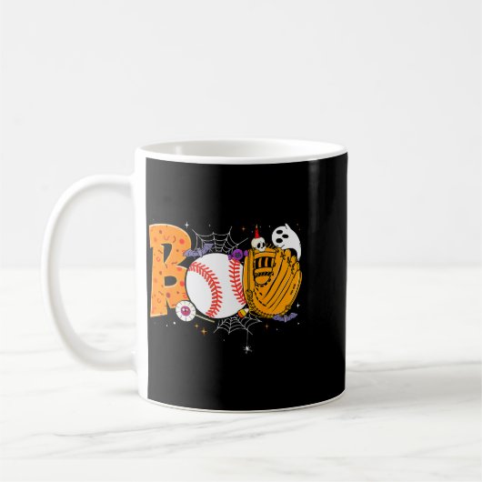 Boo Baseball Player Catcher Tcher Funny Halloween  Koffiemok (Links)