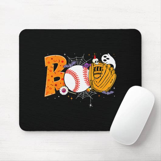 Boo Baseball Player Catcher Tcher Funny Halloween Muismat (Met muis)