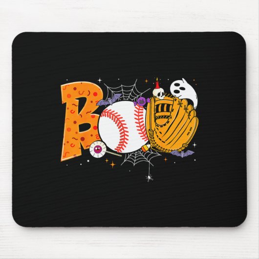 Boo Baseball Player Catcher Tcher Funny Halloween  Muismat (Voorkant)