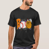 Boo Baseball Player Catcher Tcher Funny Halloween  T-shirt (Voorkant)