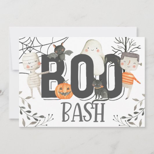 Boo Bash Ghost Halloween Verjaardagsfeestje Uitnod Kaart (Voorkant)