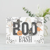 Boo Bash Ghost Halloween Verjaardagsfeestje Uitnod Kaart (Staand voorkant)