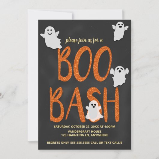 Boo Bash Halloween Party Kaart (Voorkant)