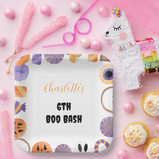 "Boo Bash" Halloween verjaardagsfeestje uitnodigin Papieren Bordje (Feest)