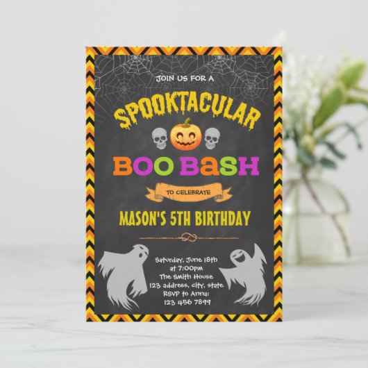 Boo bash partijuitnodiging kaart (Staand voorkant)