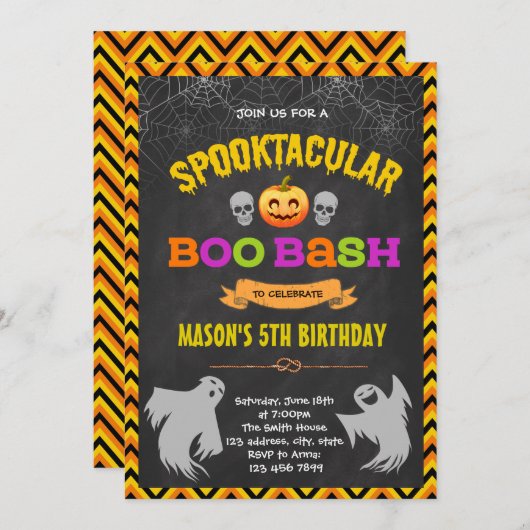 Boo bash partijuitnodiging kaart (Voorkant / Achterkant)