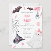 Boo Bash Roze Halloween Verjaardag voor Meisjes Kaart (Voorkant)