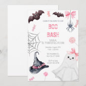 Boo Bash Roze Halloween Verjaardag voor Meisjes Kaart (Voorkant / Achterkant)