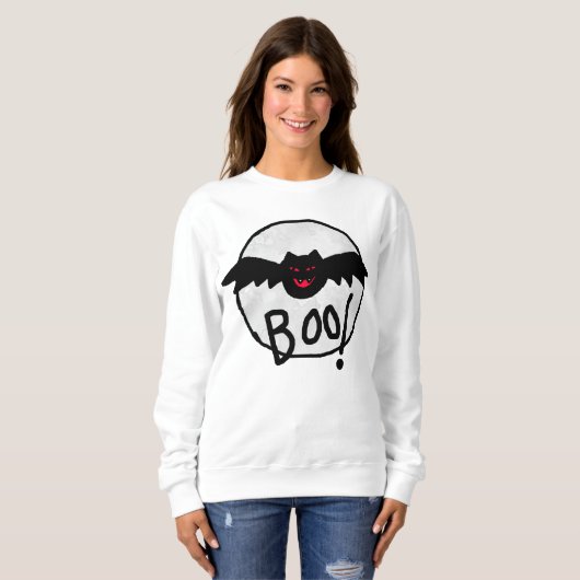 Boo Bat Abstracte Kunst Halloween Sweatshirt (Voorkant volledig)