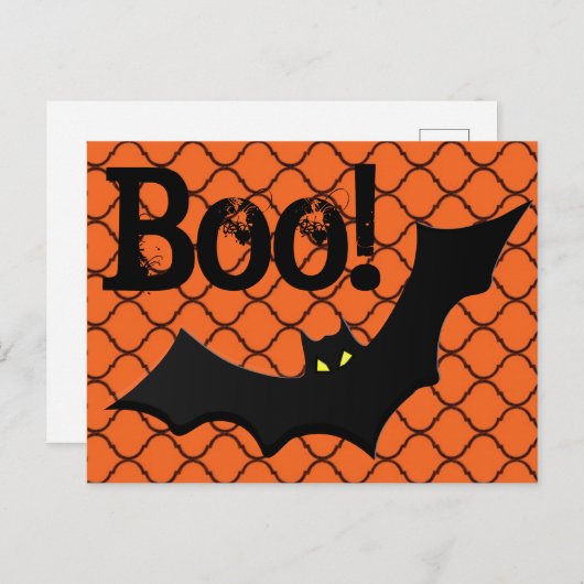 Boo. Bat & Chain Link Halloween Briefkaart (Voorkant / Achterkant)