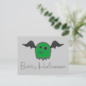 Boo Bat Green Ghost Batty Halloween Briefkaart (Staand voorkant)