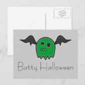 Boo Bat Green Ghost Batty Halloween Briefkaart (Voorkant / Achterkant)