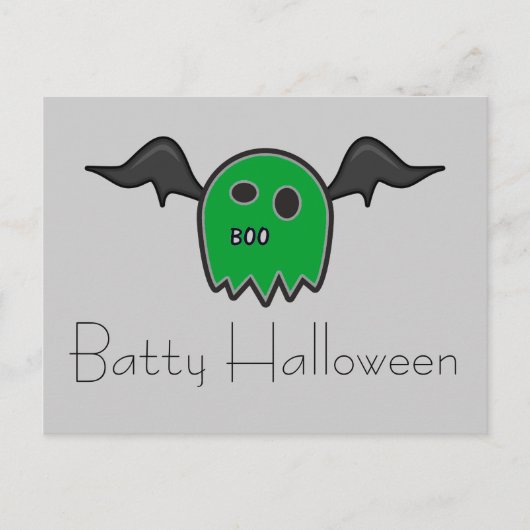 Boo Bat Green Ghost Batty Halloween Briefkaart (Voorkant)