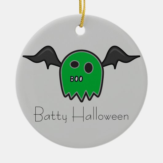 Boo Bat Green Ghost Batty Halloween Ornament (Voorkant)