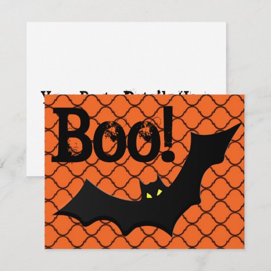 Boo. Bat Halloween Party Kaart (Voorkant / Achterkant)