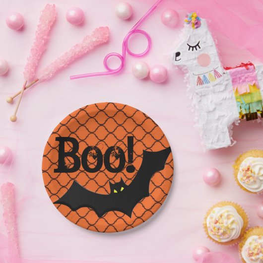 Boo. Bat Halloween Party Papieren Bordje (Feest)