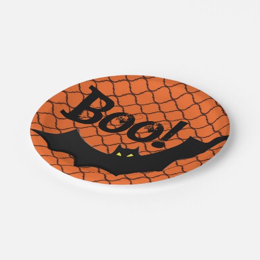 Boo. Bat Halloween Party Papieren Bordje (Gekanteld)