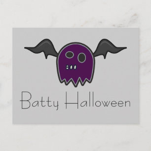 Boo Bat Paars Ghost Batty Halloween Briefkaart
