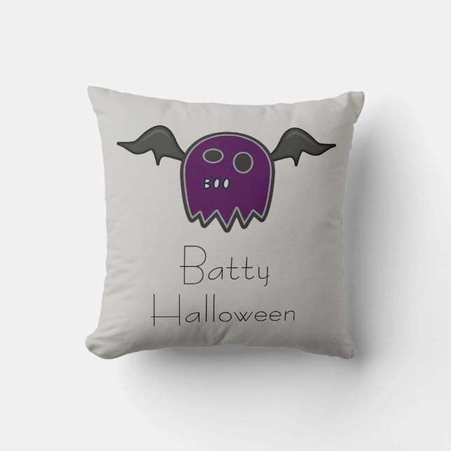 Boo Bat Paarse Ghost Pillow Kussen (Voorkant)