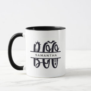 Boo Bats & Spider Web Aangepaste Monogram Mok