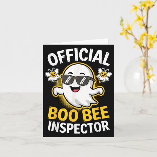 Boo Bee Inspector Shirt Men Women Halloween Costum Kaart (Gele Bloem)