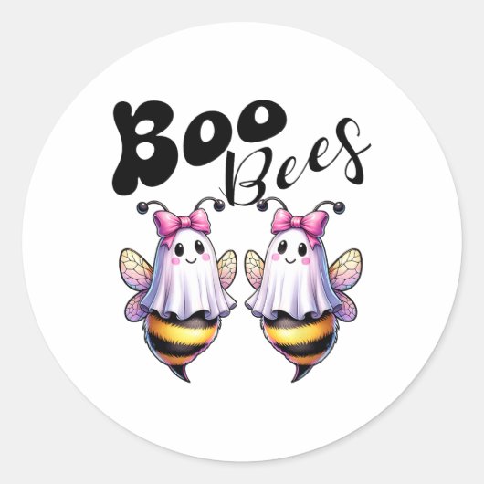 Boo Bees Ghost Bee Halloween Kostuum Vrouwen Grapp Ronde Sticker (Voorkant)