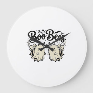 Boo Bees Vintage Halloween Geest Bij Ontwerp_1 Grote Klok