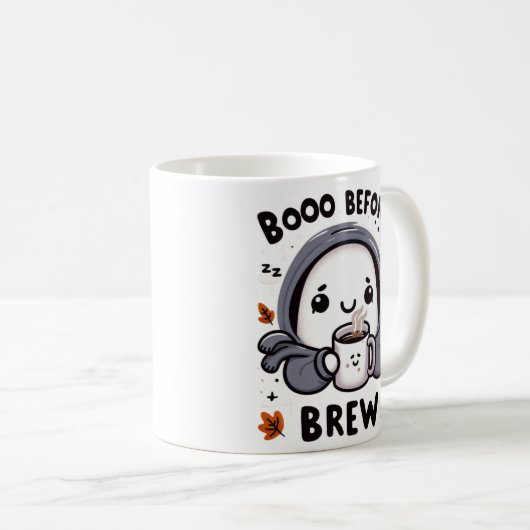 Boo Before Brew Ghost Coffee Funny Halloween Koffiemok (Voorkant rechts)