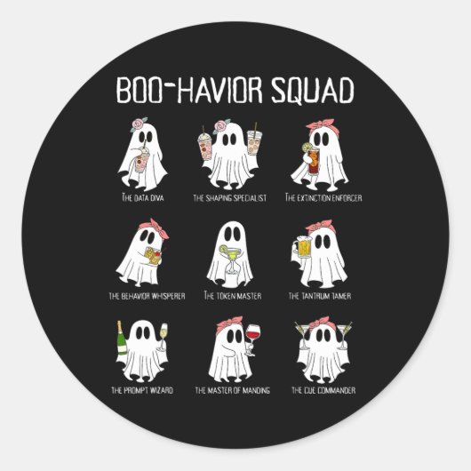 Boo-Behaviour Squad Gedragsanalyse Ghost RBT A Hal Ronde Sticker (Voorkant)