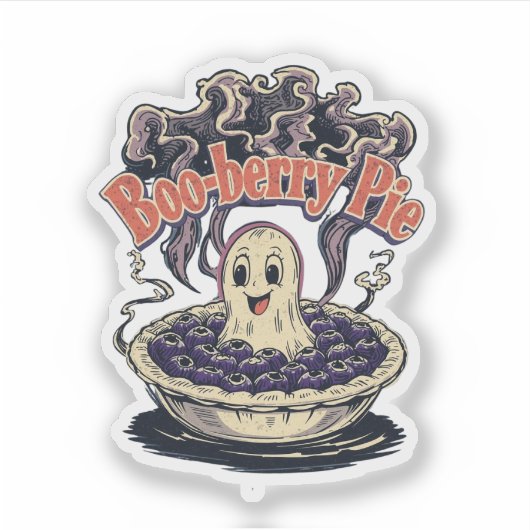 Boo-berry Pie Funny Halloween Blueberry Pun Sticker (Voorkant)