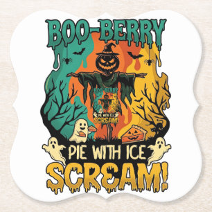 Boo Berry Pie Ijs Scream Pompoen Scarecrow Hallowe Kartonnen Onderzetters