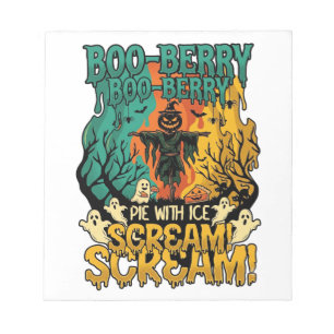 Boo Berry Pie Ijs Scream Pompoen Scarecrow Hallowe Notitieblok