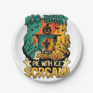 Boo Berry Pie Ijs Scream Pompoen Scarecrow Hallowe Papieren Bordje