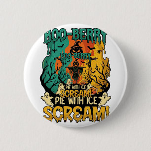 Boo Berry Pie Ijs Scream Pompoen Scarecrow Hallowe Ronde Button 5,7 Cm