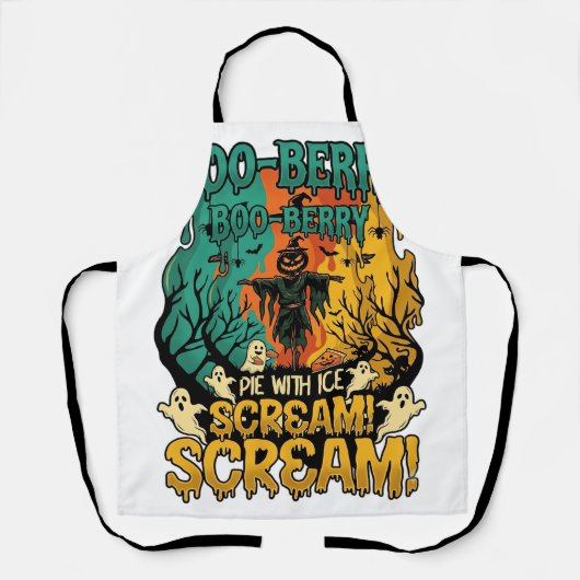 Boo Berry Pie Ijs Scream Pompoen Scarecrow Hallowe Schort (Voorkant)