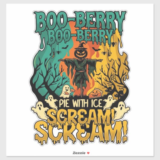 Boo Berry Pie Ijs Scream Pompoen Scarecrow Hallowe Sticker (Vel)