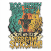Boo Berry Pie Ijs Scream Pompoen Scarecrow Hallowe Sticker (Voorkant)