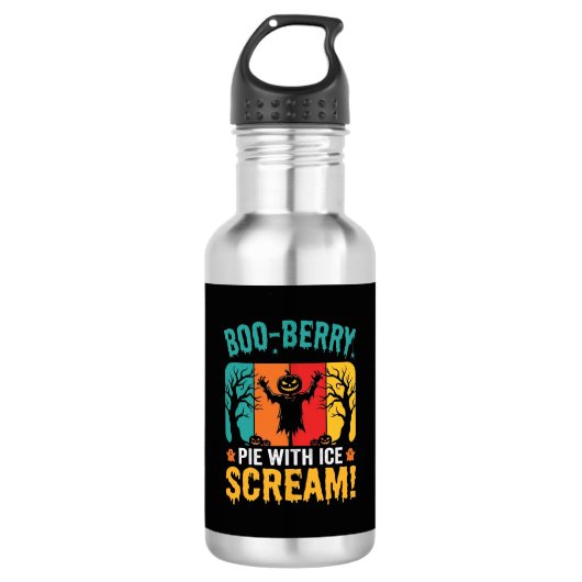 Boo-Berry Taart Halloween Ijs Scream Ontwerp Waterfles (Voorkant)