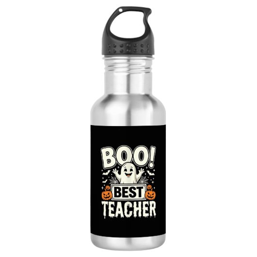 Boo Beste Leraar Halloween Geest Ontwerp_1 Waterfles (Voorkant)